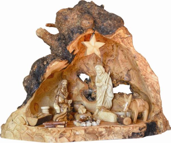 Crib natural wood big with holy family (irregular shape) 35 app. W.