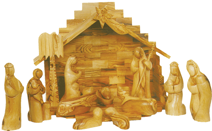 Crib + Nativity Set 12 Pcs 12cm High 28 x 21 cm