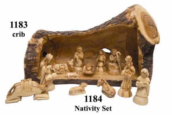 Crib Natural Shape & Nativity Set 13 Pieces including Camel