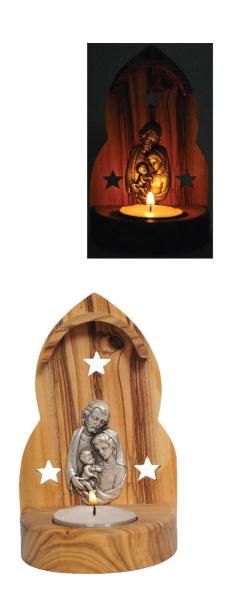 Metal Holy Familty with Candle and Stand