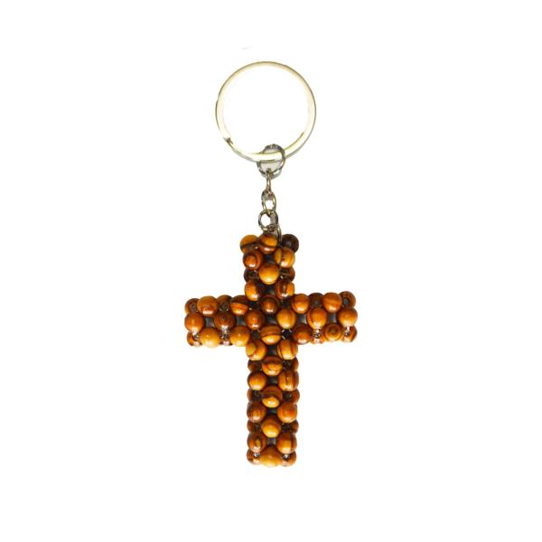 Beads cross key chain double face (handmade)