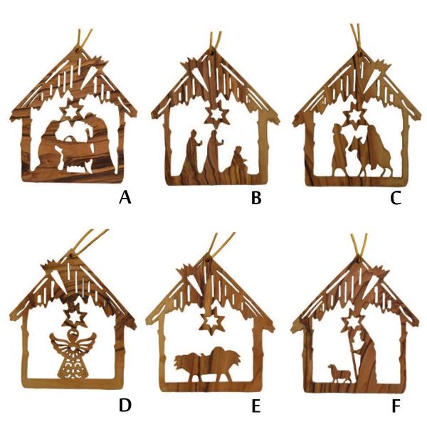 Olivewood Christmas ornaments A-F