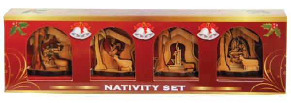 Christmas Ornament Mini Cribs Set (4pcs packed in gift box)